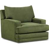 Kennedy Swivel Accent Chair & Ottoman in Hunter Green Velvet